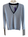 Veronica Beard Size Small Blue Merino Wool Long Sleeve V Neck Striped Detail Top Blue / Small