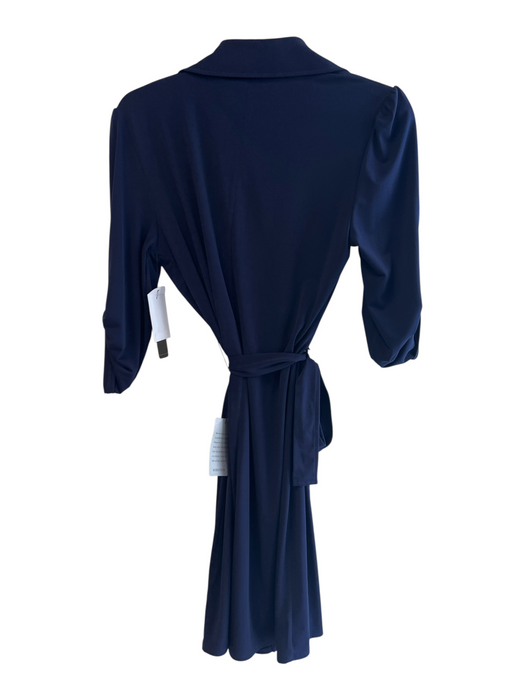 Laundry by Shelli Segal Size 6 Navy Polyester Belted Collared Button Down Dress Navy / 6