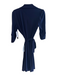 Laundry by Shelli Segal Size 6 Navy Polyester Belted Collared Button Down Dress Navy / 6