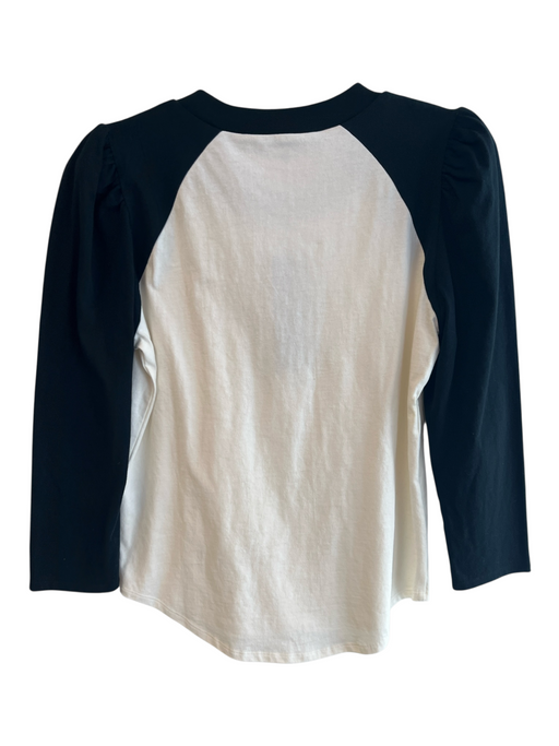 Veronica Beard Jeans Size Small White & Black Cotton Crew Neck Long Sleeve Top White & Black / Small