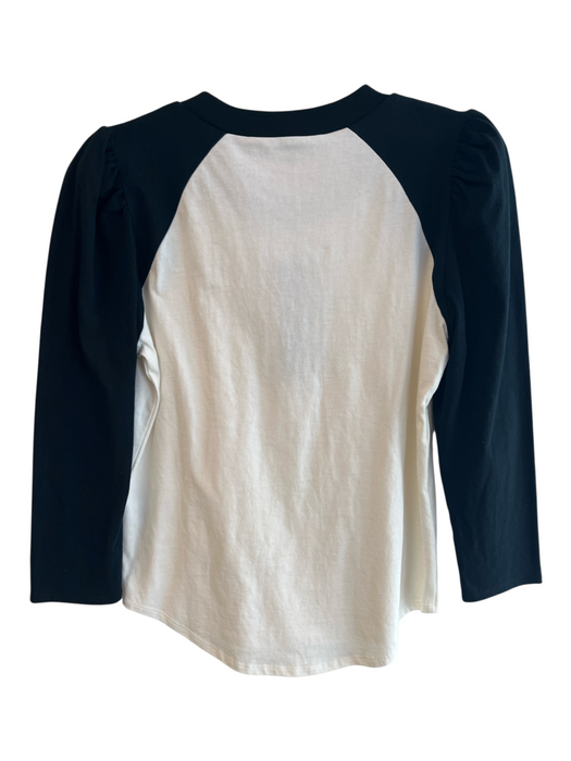 Veronica Beard Jeans Size Small White & Black Cotton Crew Neck Long Sleeve Top White & Black / Small