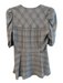 Veronica Beard Size 6 Black & Gray Viscose Metallic Thread Plaid V Neck Top Black & Gray / 6