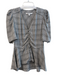 Veronica Beard Size 6 Black & Gray Viscose Metallic Thread Plaid V Neck Top Black & Gray / 6