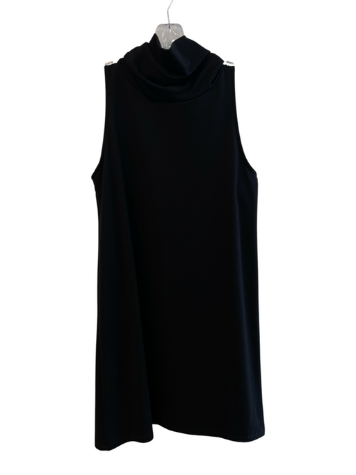 Leith Size Medium Black Polyester Sleeveless Turtleneck Knee Length A line Dress Black / Medium