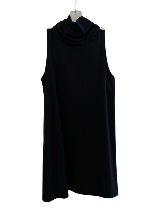 Leith Size Medium Black Polyester Sleeveless Turtleneck Knee Length A line Dress Black / Medium