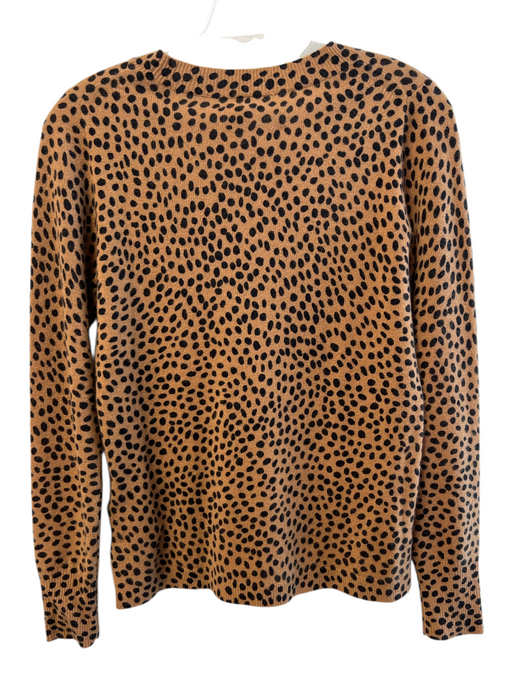 J Crew Size XS Brown & Black Cashmere Animal Print Crew Neck Long Sleeve Top Brown & Black / XS