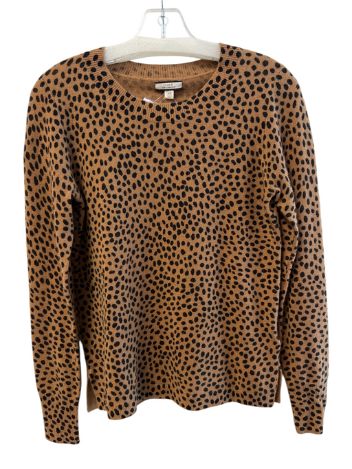 J Crew Size XS Brown & Black Cashmere Animal Print Crew Neck Long Sleeve Top Brown & Black / XS