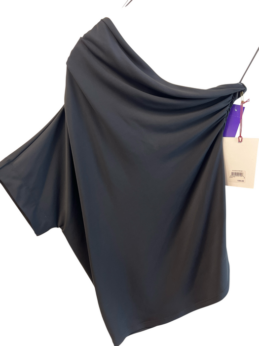 Lewit Size Small Black No Fabric Tag One Shoulder Ruched Side Asymetrical Top Black / Small