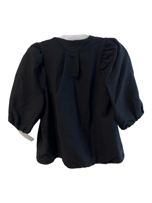 Ba&sh Size Small Black Viscose Blend V Neck Half Sleeve Gathered Waist Top Black / Small