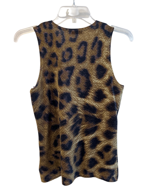 Magaschoni Size Medium Brown, Black & Cream Cashmere Sleeveless Round Neck Top Brown, Black & Cream / Medium