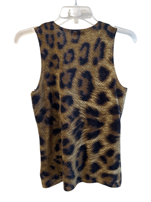 Magaschoni Size Medium Brown, Black & Cream Cashmere Sleeveless Round Neck Top Brown, Black & Cream / Medium