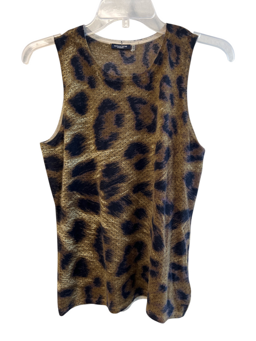 Magaschoni Size Medium Brown, Black & Cream Cashmere Sleeveless Round Neck Top Brown, Black & Cream / Medium