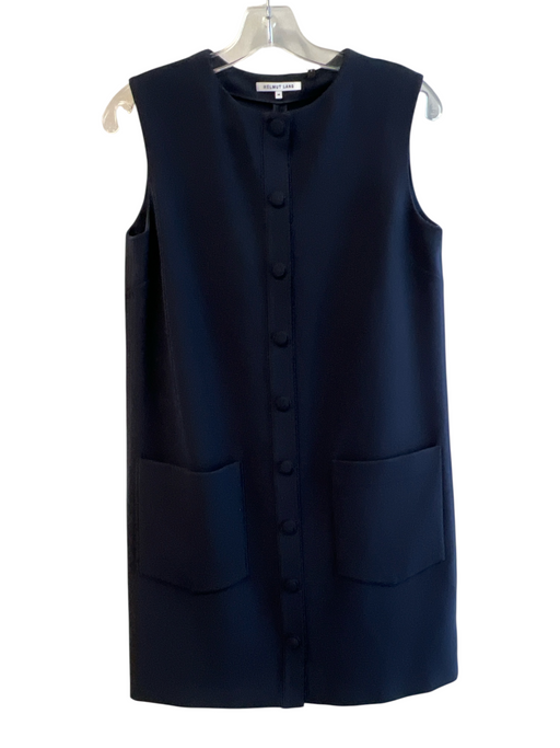 Helmut Lang Size Medium Navy Polyester Sleeveless Knee Length Round Neck Dress Navy / Medium