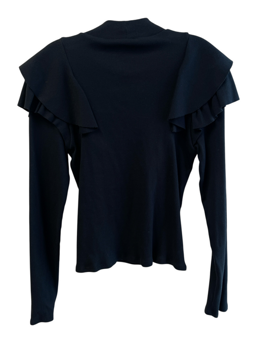 Veronica Beard Jeans Size Small Black Cotton Ribbed Knit Long Sleeve Top Black / Small