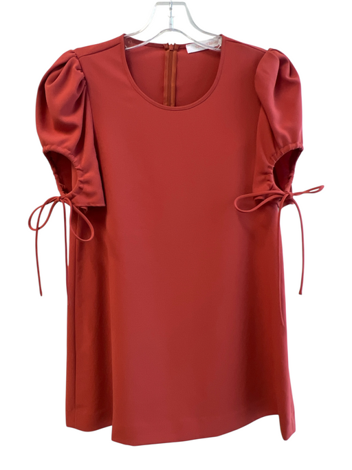 See By Chloe Size 38 Rust Polyester Round Neck Short Sleeve Back Zip Top Rust / 38