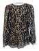 Veronica Beard Size 6 Black, Green & Gold Silk & Polyester Metallic V Neck Top Black, Green & Gold / 6