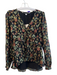 Veronica Beard Size 6 Black, Green & Gold Silk & Polyester Metallic V Neck Top Black, Green & Gold / 6
