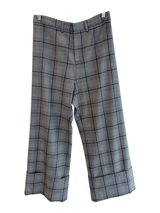 Sea New York Size 8 Black & White Virgin Wool Blend Plaid Cuffed Zip Fly Pants Black & White / 8
