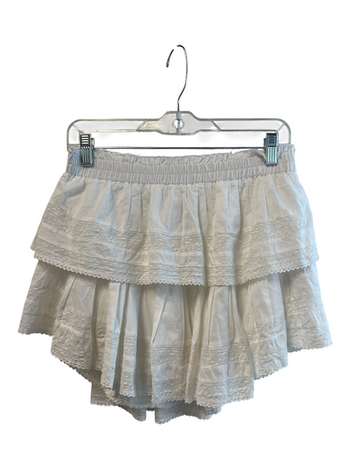 Love Shack Fancy Size M White Cotton Elastic Waist solid color Tiered Skirt White / M