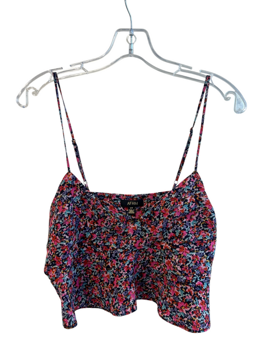 AFRM Size S Pink & Multi Polyester Spaghetti Strap Abstract Floral V Neck Top Pink & Multi / S