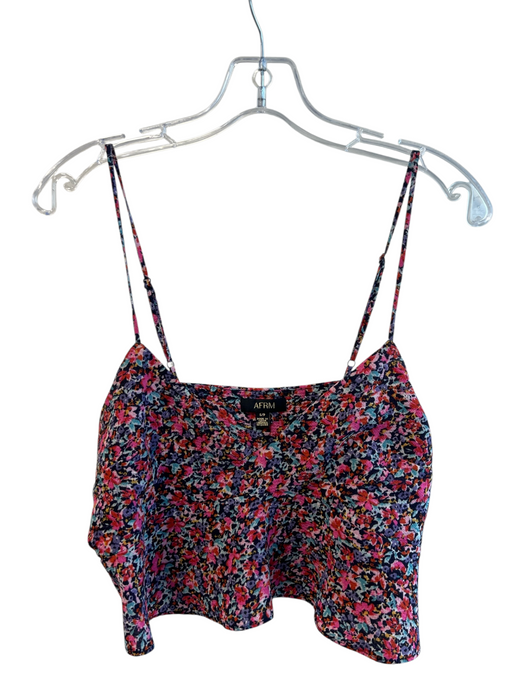 AFRM Size S Pink & Multi Polyester Spaghetti Strap Abstract Floral V Neck Top Pink & Multi / S