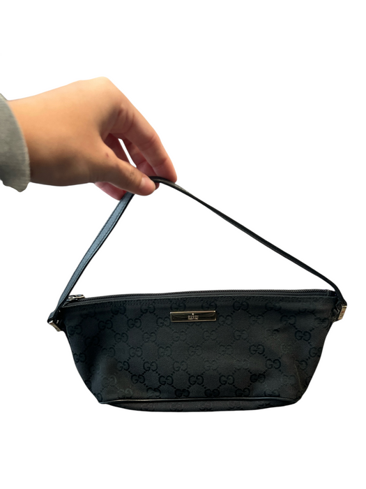 Gucci Black Canvas Zip Close Gucci Monogram Gold Hardware shoulder bag Bag Black / S