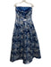 Alex Evenings Size 4 Blue & Silver Polyester Blend Strapless Jacquard Gown Blue & Silver / 4