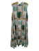 Eva Franco Size Large Petite Blue, Green, Yellow Rayon Blend Sleeveless Dress Blue, Green, Yellow / Large Petite