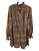 Hunter Bell Size Medium Brown, Blue, Gold Polyamide Long Sleeve Ruffle Dress Brown, Blue, Gold / Medium