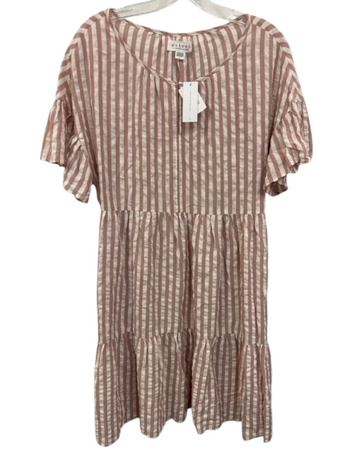 Velvet by Graham & Spencer Size Large Red & White Cotton Blend Half Sleeve Dress Red & White / Large