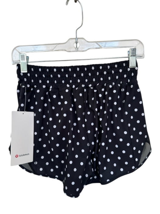 Lululemon Size 4 Black & White Nylon Polka Dots Side Zip Elastic Waist Shorts Black & White / 4