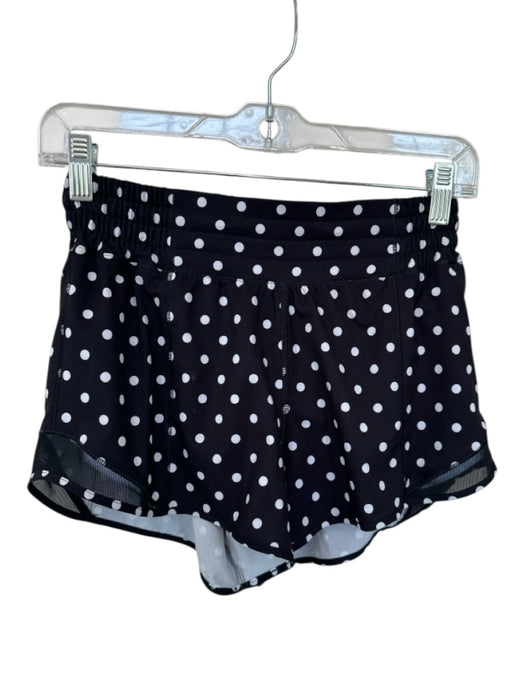 Lululemon Size 4 Black & White Nylon Polka Dots Side Zip Elastic Waist Shorts Black & White / 4