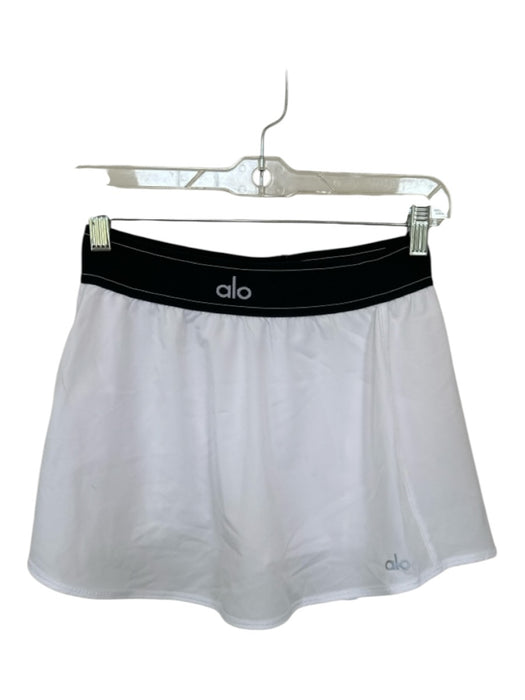 Alo Size S White & Black Polyester Blend Waist Band Color Block Athletic Skort White & Black / S