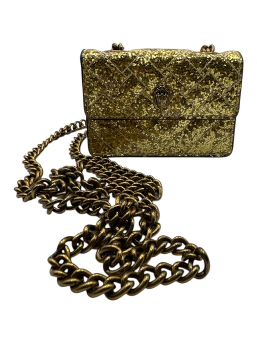 Kurt Geiger Gold Glitter Button Close Gold Chain Crossbody Bird Purse Gold / Mini
