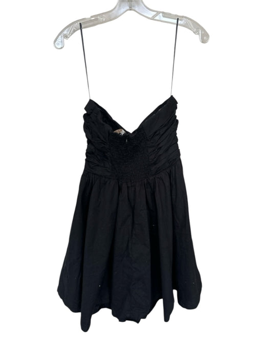 Wayf Size S Black Cotton Rouched Strapless Mini Dress Black / S
