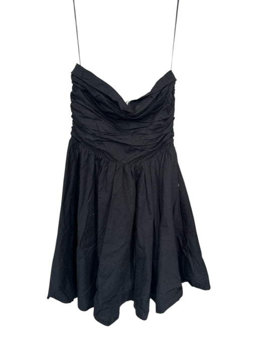 Wayf Size S Black Cotton Rouched Strapless Mini Dress Black / S