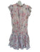 TCEC Size M Pink & White Polyester Paint Splatter Flutter Cap Sleeve Dress Pink & White / M