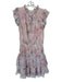 TCEC Size M Pink & White Polyester Paint Splatter Flutter Cap Sleeve Dress Pink & White / M