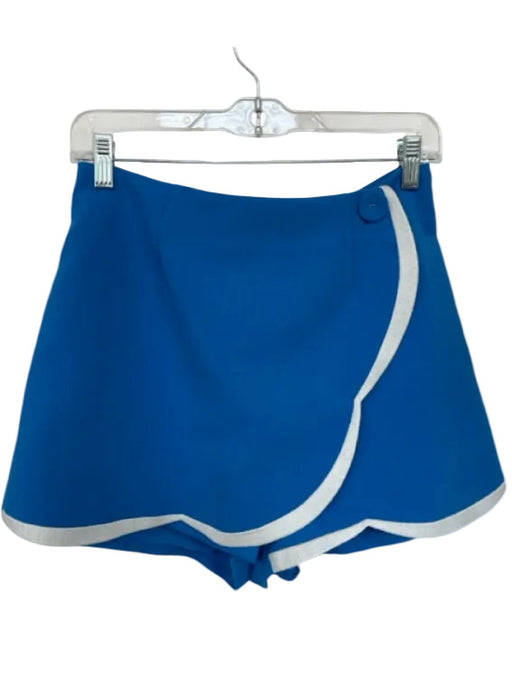 Maeve Size 6 Blue & White Polyester Blend Scallop Detail Button High Waist Skort Blue & White / 6