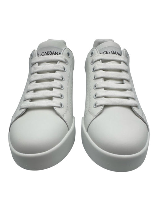 Dolce & Gabbana Shoe Size 40 White Leather Lace Up Low Top Round Toe Sneakers White / 40