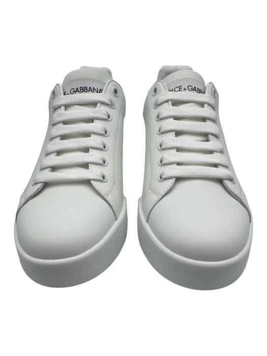 Dolce & Gabbana Shoe Size 40 White Leather Lace Up Low Top Round Toe Sneakers White / 40