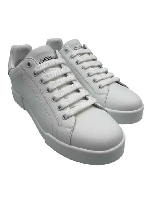Dolce & Gabbana Shoe Size 40 White Leather Lace Up Low Top Round Toe Sneakers White / 40