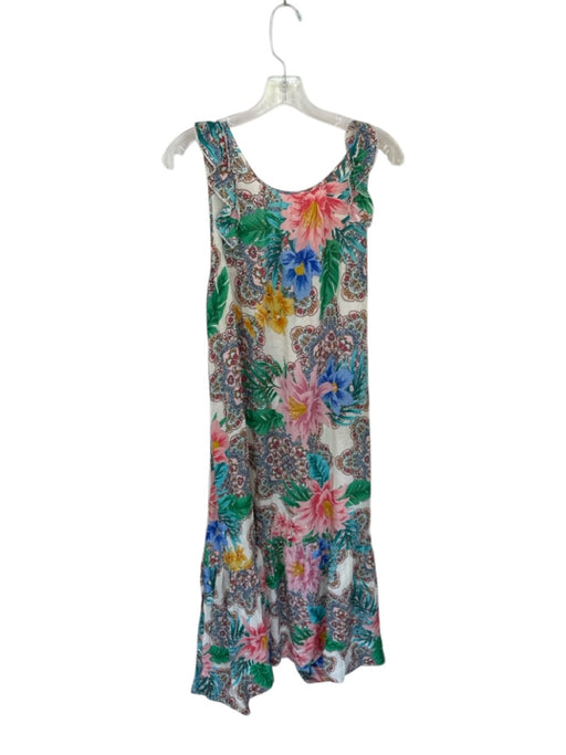 Johnny Was Size M Multi Rayon Tropical Geometric Maxi Ruffle Sleeve Dress Multi / M