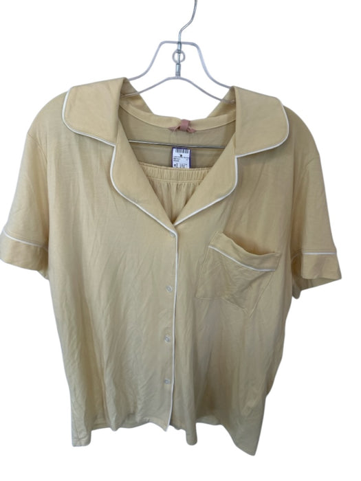 Eberjey Size M Butter Yellow Tencel Front Pocket Collar Matching Set Pajamas Butter Yellow / M