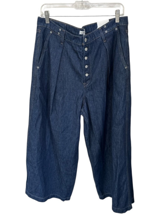 Banana Republic Size 31 Dark Wash Cotton Wide Leg Button Closure Jeans Dark Wash / 31