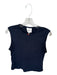 Reformation Size L Navy Blue Cotton Knit Rose Applique Lace Trim Tank Top Navy Blue / L