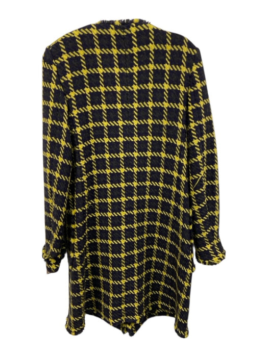 Marni Size 42 Gray, Purple, Yellow Wool Blend Long Sleeve Windowpane Coat Gray, Purple, Yellow / 42