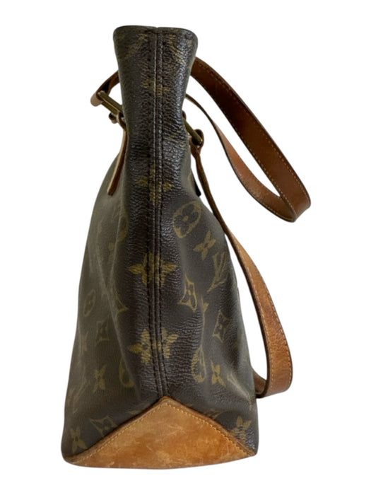 Louis Vuitton Mixed Brown Coated Canvas Leather trim Monogram Zip Close Tote Bag Mixed Brown / Medium
