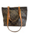 Louis Vuitton Mixed Brown Coated Canvas Leather trim Monogram Zip Close Tote Bag Mixed Brown / Medium