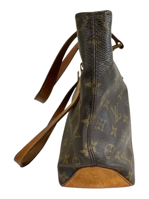 Louis Vuitton Mixed Brown Coated Canvas Leather trim Monogram Zip Close Tote Bag Mixed Brown / Medium